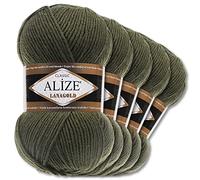 Wohnkult Alize 5 x 100 g Lanagold Wolle | 53 Auswahl | Stricken Häkeln Wolle (29 | Khaki)