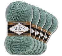 Wohnkult Alize 5 x 100 g Lanagold Wolle | 53 Auswahl | Stricken Häkeln Wolle (386 | Azurblau)