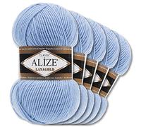 Wohnkult Alize 5 x 100 g Lanagold Wolle | 53 Auswahl | Stricken Häkeln Wolle (40 | Hellblau)