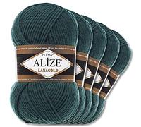 Wohnkult Alize 5 x 100 g Lanagold Wolle | 53 Auswahl | Stricken Häkeln Wolle (426 | Petrol)