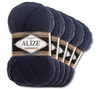 Wohnkult Alize 5 x 100 g Lanagold Wolle | 53 Auswahl | Stricken Häkeln Wolle (58 | Nachtblau)