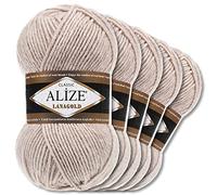 Wohnkult Alize 5 x 100 g Lanagold Wolle | 53 Auswahl | Stricken Häkeln Wolle (585 | Stein)