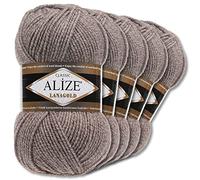 Wohnkult Alize 5 x 100 g Lanagold Wolle | 53 Auswahl | Stricken Häkeln Wolle (650 | Beige-Weiß)
