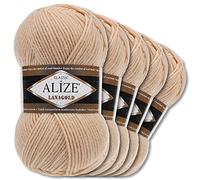 Wohnkult Alize 5 x 100 g Lanagold Wolle | 53 Auswahl | Stricken Häkeln Wolle (680 | Honig)