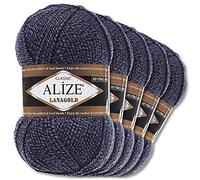 Wohnkult Alize 5 x 100 g Lanagold Wolle | 53 Auswahl | Stricken Häkeln Wolle (901 | Blau-Grau)