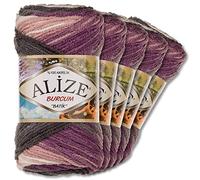 Wohnkult Alize 5 x 100g Burcum Batik Premium Wolle 100% Acryl | 29 Farben Farbverlauf Akzente Accessoire Häkeln Stricken Kleidung (1986)