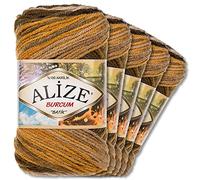 Alize 5 x 100g Burcum Batik PREMIUM Wolle 100% Acryl | 29 Farben Farbverlauf Akzente Accessoire Häkeln Stricken Kleidung (5850)