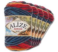 Wohnkult Alize 5 x 100g Burcum Batik Premium Wolle 100% Acryl | 29 Farben Farbverlauf Akzente Accessoire Häkeln Stricken Kleidung (4340)