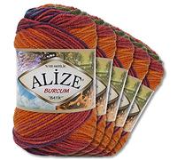 Wohnkult Alize 5 x 100g Burcum Batik Premium Wolle 100% Acryl | 29 Farben Farbverlauf Akzente Accessoire Häkeln Stricken Kleidung (4827)