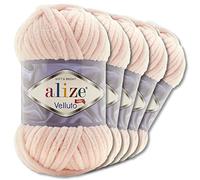 Wohnkult Alize 5x100 g Velluto PREMIUM Wolle 30 Auswahl Chenillegarn Samtwolle Amigurumi Decken Accessore Kleidung DIY (340 | Puderrosa)