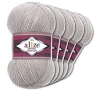 Wohnkult Alize 5x100g Superwash Comfort Sockenwolle 33 Farben zur Auswahl EIN-/Mehrfarbig (21 | Grau Melange)