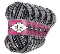 Wohnkult Alize 5x100g Superwash Comfort Sockenwolle 33 Farben zur Auswahl EIN-/Mehrfarbig (2695)