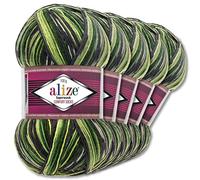 Wohnkult Alize 5x100g Superwash Comfort Sockenwolle 33 Farben zur Auswahl EIN-/Mehrfarbig (2696)