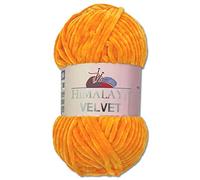 Wohnkult Himalaya 100 g Velvet Dolphin Wolle 40 Farben zur Auswahl Chenille Strickgarn Flauschgarn Glanz Accessoire Kleidung Decken (90068 | Orange)
