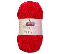 Wohnkult Himalaya 100 g Velvet Dolphin Wolle 40 Farben zur Auswahl Chenille Strickgarn Flauschgarn Glanz Accessoire Kleidung Decken (90018 | Rot)