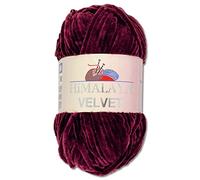 Wohnkult Himalaya 100 g Velvet Dolphin Wolle 40 Farben zur Auswahl Chenille Strickgarn Flauschgarn Glanz Accessoire Kleidung Decken (90039 | Aubergine)