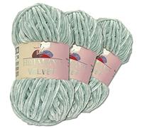 Wohnkult Himalaya 3 x 100 g Velvet Dolphin Wolle 40 Farben zur Auswahl Chenille Strickgarn Flauschwolle Glanz Accessoire Kleidung Decken (90051 | Taubengrau)