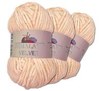 Wohnkult Himalaya 3 x 100 g Velvet Dolphin Wolle 40 Farben zur Auswahl Chenille Strickgarn Flauschwolle Glanz Accessoire Kleidung Decken (90053 | Hellrosa)