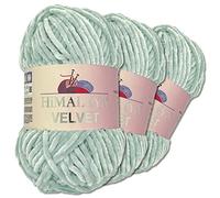 Wohnkult Himalaya 3 x 100 g Velvet Dolphin Wolle 40 Farben zur Auswahl Chenille Strickgarn Flauschwolle Glanz Accessoire Kleidung Decken (90025 | Wolke)
