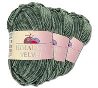 Wohnkult Himalaya 3 x 100 g Velvet Dolphin Wolle 40 Farben zur Auswahl Chenille Strickgarn Flauschwolle Glanz Accessoire Kleidung Decken (90020 | Dunkelgrau)