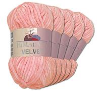 Wohnkult Himalaya 5 x 100 g Velvet Dolphin Wolle 40 Farben zur Auswahl Chenille Strickgarn Glanz Flauschgarn Accessoire Kleidung (90019 | Rosa)