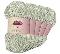 Wohnkult Himalaya 5 x 100 g Velvet Dolphin Wolle 40 Farben zur Auswahl Chenille Strickgarn Glanz Flauschgarn Accessoire Kleidung (90057 | Grau)