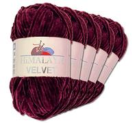 Wohnkult Himalaya 5 x 100 g Velvet Dolphin Wolle 40 Farben zur Auswahl Chenille Strickgarn Glanz Flauschgarn Accessoire Kleidung (90039 | Aubergine)