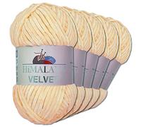 Wohnkult Himalaya 5 x 100 g Velvet Dolphin Wolle 40 Farben zur Auswahl Chenille Strickgarn Glanz Flauschgarn Accessoire Kleidung (90033 | Apricot)