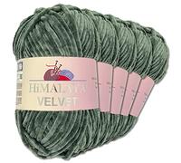Wohnkult Himalaya 5 x 100 g Velvet Dolphin Wolle 40 Farben zur Auswahl Chenille Strickgarn Glanz Flauschgarn Accessoire Kleidung (90020 | Dunkelgrau)