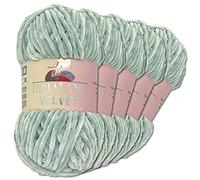Wohnkult Himalaya 5 x 100 g Velvet Dolphin Wolle 40 Farben zur Auswahl Chenille Strickgarn Glanz Flauschgarn Accessoire Kleidung (90051 | Taubengrau)