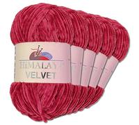 Wohnkult Himalaya 5 x 100 g Velvet Dolphin Wolle 40 Farben zur Auswahl Chenille Strickgarn Glanz Flauschgarn Accessoire Kleidung (90010 | Fuchsia)