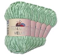 Wohnkult Himalaya 5 x 100 g Velvet Dolphin Wolle 40 Farben zur Auswahl Chenille Strickgarn Glanz Flauschgarn Accessoire Kleidung (90047 | Aquamarin)