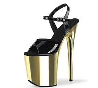 WOilERQ Sexy Ankle Strap Plated Platform Party Dress High Heel Sandalen Stilettos Stripper Stage Performance Pole Dance Pumps Schuhe Plus Size Unisex,Gelb,40