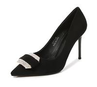 woileRQ Spitz zulaufende Pumps mit Strasssteinen für Damen, 3,5-Zoll-Stiletto-Absatz, Hochzeit, Braut, Partykleid, Abschlussball, Absätze, sexy Poledance-Stripper-Club-Schuhe, große Größe,Schwarz,41