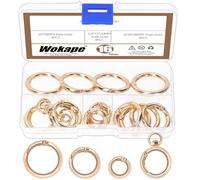 Wokape 16pcs Schlüsselanhänger Sortiment Kit, 0,47 "0,78" 1 "(ID) O-Ringe Schlüsselanhänger Clip Trigger Spring Karabiner, Gold Runde Metall Snap Haken Set für Schlüsselanhänger Taschen Geldbörsen