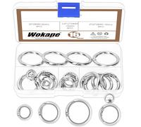 Wokape 16pcs Schlüsselanhänger Sortiment Kit, 0,47 "0,78" 1 "(ID) O-Ringe Schlüsselanhänger Clip Trigger Spring Karabiner, Silber Runde Metall Snap Haken Set für Schlüsselanhänger Taschen Geldbörsen
