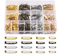 Wokape 320Pcs 4/5" 1" 6/5" 7/5" 4 Brosche Ton Pin Backs Kit, Locking Pins Backs Sicherheitsverschluss Pin mit Löchern, Ton Brosche Pin Backs Sicherheit Verriegelung für die Herstellung Corsage