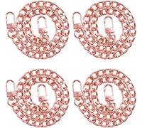 Wokape 4 Stück Rotgold Luxus Fashion 40 cm Ersatz flache Kette Riemen mit Schnallen Set, flach 1 cm breit genug 2,4 mm perfekt für DIY Metall Schulter Geldbörse Ersatz (Roségold, 39,9 cm)