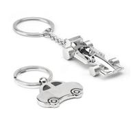 WOKICOR F1 Schlüsselanhänger 2er Set Metall Auto Modell - Hochwertige Rennwagen Anhänger für Motorsport Fans - Geschenk für Männer und Jungen, Racing Zubehör für Alltag und Sammlung