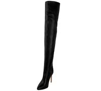WOkismD 11CM/ 4.33IN Damen Hohe Stiefel Sexy Spitz Toe Zurück Reißverschluss Hohe Stiletto Solid Color Over-The-Knee Stiefel,Schwarz,41 EU