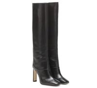 WOkismD 8.5CM/ 3.34IN Einfache und vielseitige Square-Toe-Schuhe Dicke Absätze Locker sitzende Ärmel Große Größe Hohe Stiefel,Schwarz,48 EU