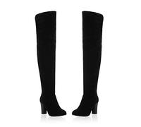 WOkismD 8CM / 3.14IN Sexy Damen Overknee-Stiefel Mit Klobigem Absatz Plus Große Overknee-Stiefel,Schwarz,44 EU