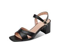 WOkismD Frauen Square Open Toe Knöchelriemen Chunky Heel Sandalen Frauen Sommer Formale Sandalen 5,5 cm,Schwarz,37 EU