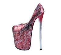 WOkismD Sexy Nachtclub-Pumps, Plateau-Stiletto-Absätze, Slip-on-Super-High-Heels, 22 cm, Partykleid-Schuhe für Unisex, sexy, exotische Stripperin,Rot,42