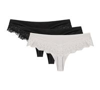 Wolbar Dame Shorts-Strings Spitze Stilvoll Elegant Verführerisch Dessous WB409, Schwarz/Schwarz/Weiß,M
