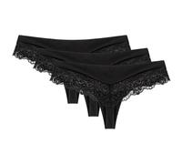 Wolbar Dame Shorts-Strings Spitze Stilvoll Elegant Verführerisch Dessous WB409, Schwarz,XL