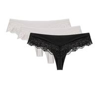 Wolbar Dame Shorts-Strings Spitze Stilvoll Elegant Verführerisch Dessous WB409, Weiß/Weiß/Schwarz,L