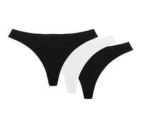 Wolbar Dame String 3Er Pack Musterlos Glatt Bund Unterwäsche WB159, Schwarz-Schwarz-Weiß,L