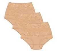 Wolbar Damen Sexy Shapewear-Slips 3-Er Pack Spitze Miederslip Hohe Taille Figurformende WB207, Beige,XL
