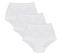 Wolbar Damen Sexy Shapewear-Slips 3-Er Pack Spitze Miederslip Hohe Taille Figurformende WB207, Weiß,XL